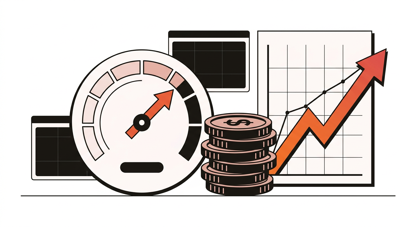 Flat vector illustration of a pricing meter climbing as more capable models are used