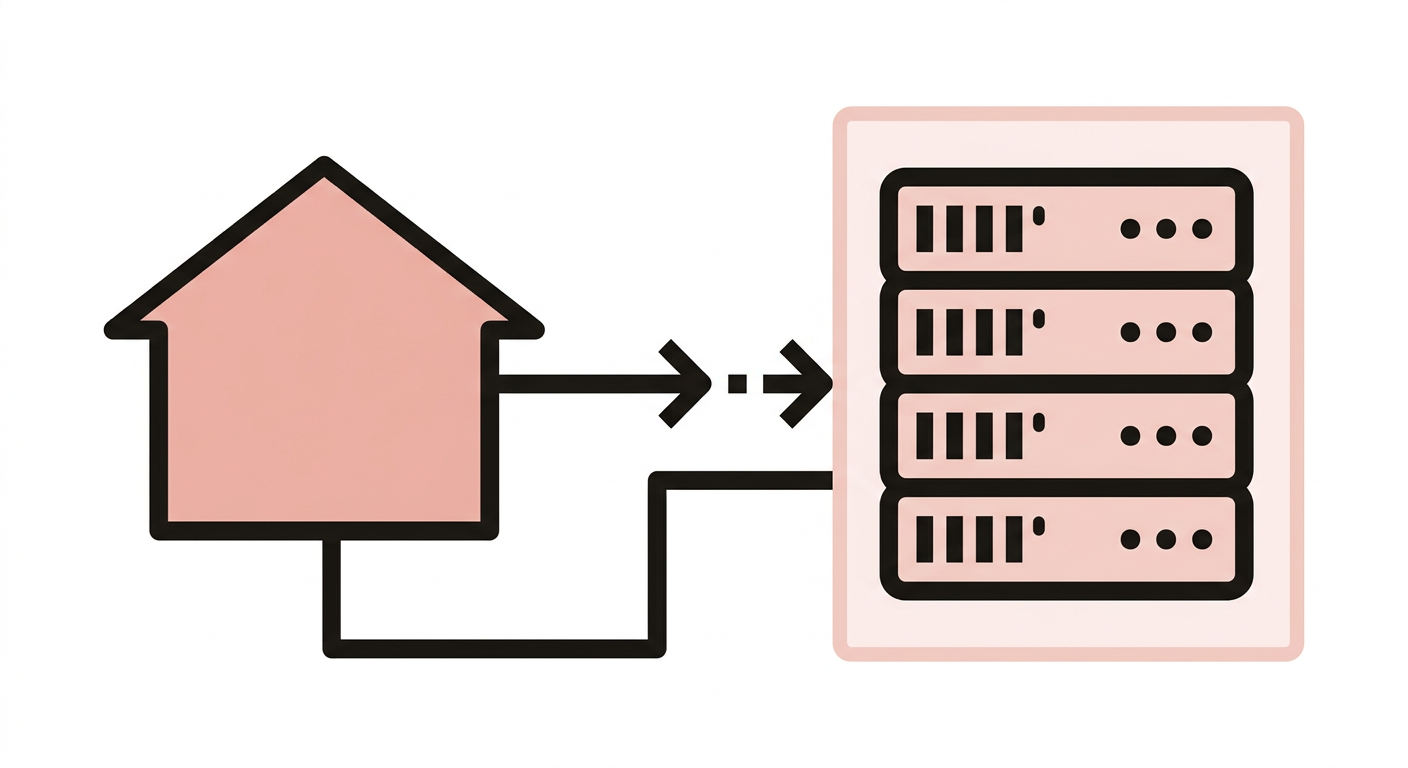 Flat vector illustration of a domain name connecting to a web server