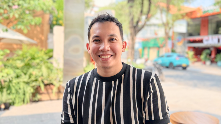 Rol Torralba at a cafe in Saigon, Vietnam
