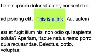 The styled link as inline-block sitting in the paragraph without overlapping
