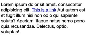 A paragraph of text with an unstyled link in the middle