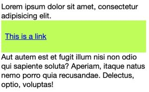 The styled link as a block element on its own line