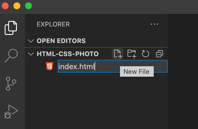 Screenshot of Visual Studio Code editor with new file